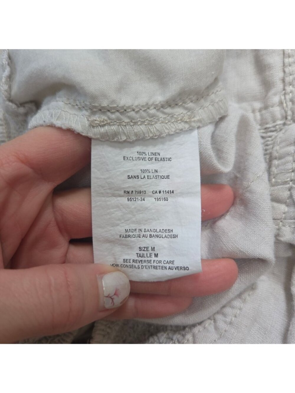 BUNDLE (2) Motherhood Maternity 100% Linen Pants Elastic Pull-On Size M - Picture 8 of 16